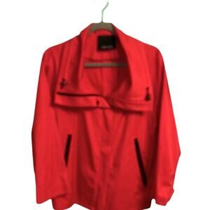 EUC Carlisle Cropped RED Boxy Drizzle/Windbreaker Full Zip Jacket Size 12